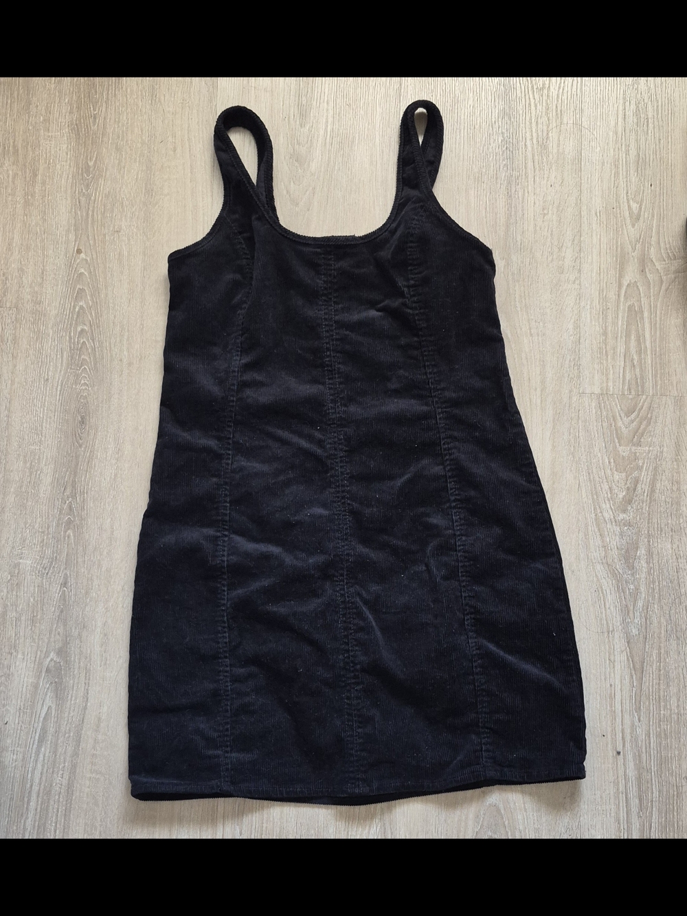 Black Corduroy MiniPinafora Dress